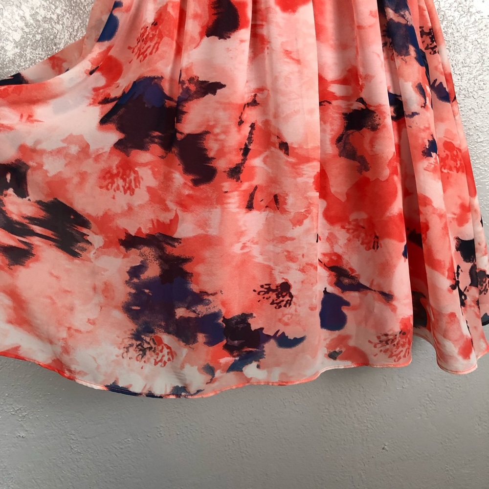 IZ BYER coral floral splatter dress rope belt Sz M - Picture 7 of 15